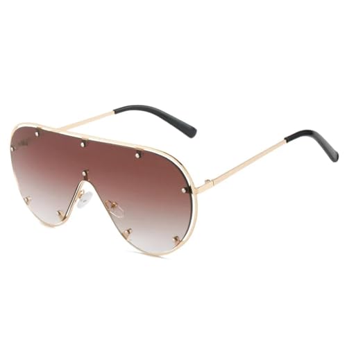 TOIPASTN Sonnenbrille Damen Mode Nieten Linse Vintage UV400 (C2Gold-Braun) von TOIPASTN