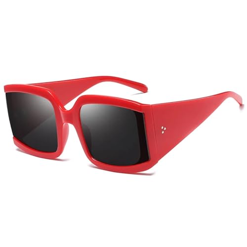 TOIPASTN Sonnenbrille Damen Nieten Sonnenbrille Luxus Herren Vintage (C6 rot) von TOIPASTN