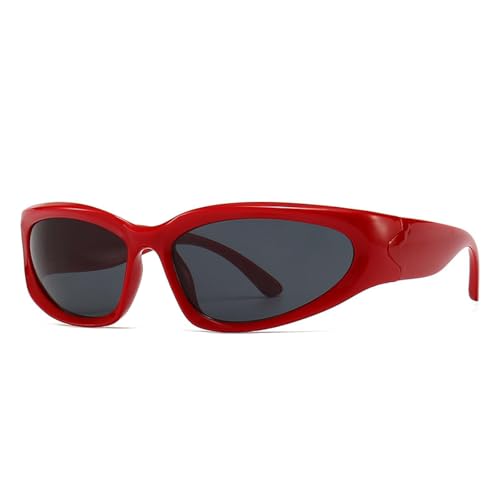 TOIPASTN Sonnenbrille Damen Punk Sonnenbrille Herren Mode Sport Sonnenbrille UV400 (rot) von TOIPASTN