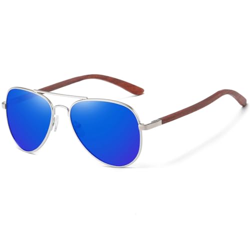 TOIPASTN Sonnenbrille Damen mit Metallrahmen Sonnenbrille Herren, blau, Einheitsgröße von TOIPASTN