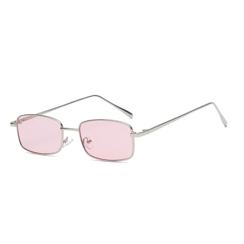 TOIPASTN Sonnenbrille Herren Damen Metallrahmen Retro Fashion Klein (Silber Pink) von TOIPASTN