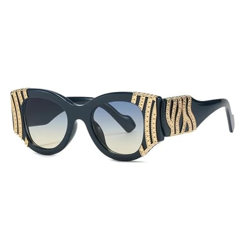 TOIPASTN Sonnenbrille Herren Damen Sonnenbrille Vintage UV400 (4-Blau-Blau-Gelb) von TOIPASTN