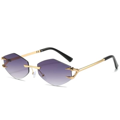 TOIPASTN Sonnenbrille Herren Damen Vintage Metall Sonnenbrille UV400 (Gold Farbverlauf Grau) von TOIPASTN
