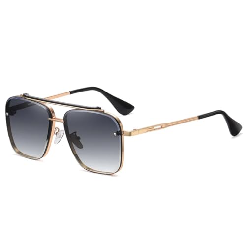 TOIPASTN Sonnenbrille Herren Mode Farbverlauf Großer Rahmen Damen Retro Metall UV400 (Farbverlauf Grau-Gold) von TOIPASTN