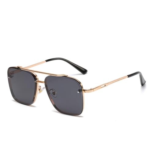 TOIPASTN Sonnenbrille Herren Mode Farbverlauf Großer Rahmen Damen Retro Metall UV400 (Schwarz-Gold) von TOIPASTN