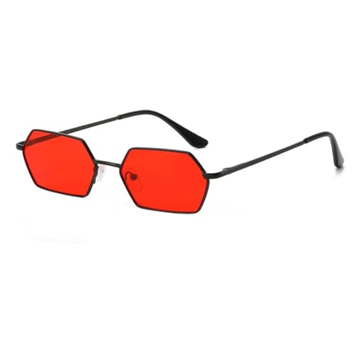 TOIPASTN Sonnenbrille Herren Mode Kleiner Rahmen Spiegelbeschichtung Weiblich UV400 (Schwarz-Rot) von TOIPASTN