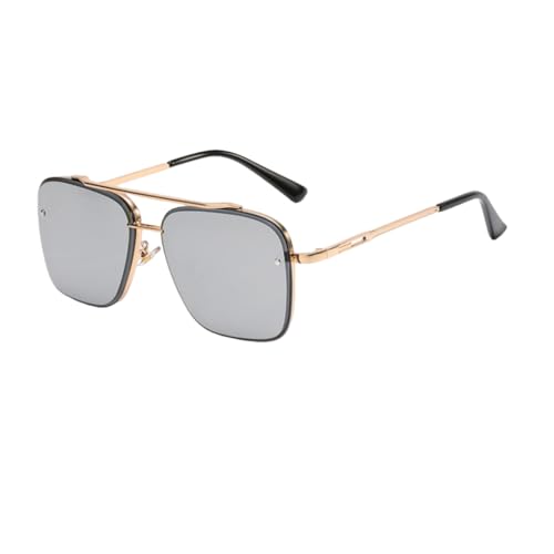 TOIPASTN Sonnenbrille mit Farbverlauf für Herren, modischer Metallrahmen mit großem Rahmen (Gold-Silber) von TOIPASTN