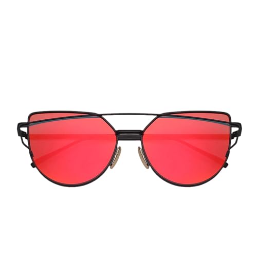 TOIPASTN Sonnenbrillen Damen Herren Sonnenbrillen Metallrahmen (Schwarz Rot) von TOIPASTN