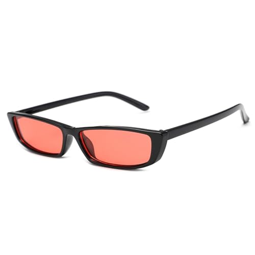 TOIPASTN Sonnenbrillen für Damen, Vintage-Mode, kleiner Rahmen, schmale Sonnenbrille (C9, Schwarz, Rot) von TOIPASTN