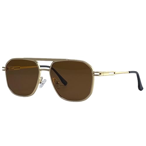 TOIPASTN Steampunk Sonnenbrille Herren Damen Luxus Vintage UV400 (C4GoldBraun) von TOIPASTN
