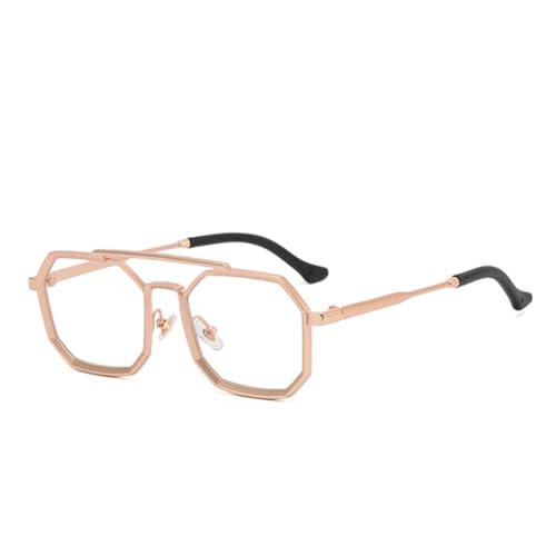 TOIPASTN Steampunk Sonnenbrille Herren Damen Vintage Metall UV400 (Gold Transparent) von TOIPASTN