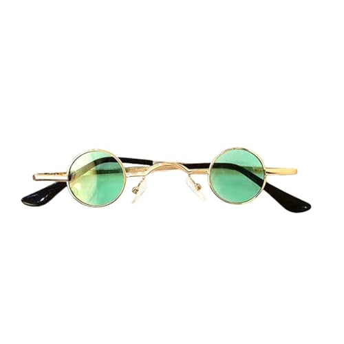 TOIPASTN Steampunk-Sonnenbrille aus Metall für Herren und Damen, modisch, rund, Vintage (Goldgrün) von TOIPASTN