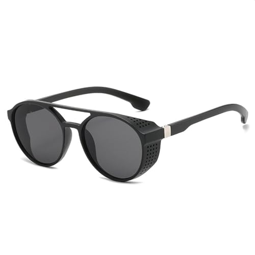 TOIPASTN Steampunk-Sonnenbrille für Herren, modisch, rund, Vintage, UV400 (Sandschwarz) von TOIPASTN