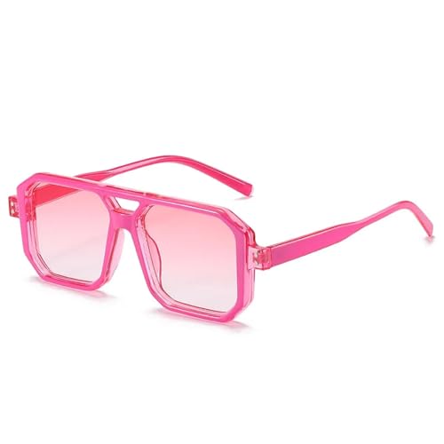 TOIPASTN Steampunk-Sonnenbrille für Herren und Damen, Doppelstrahl, Nieten, Punk (Pink) von TOIPASTN