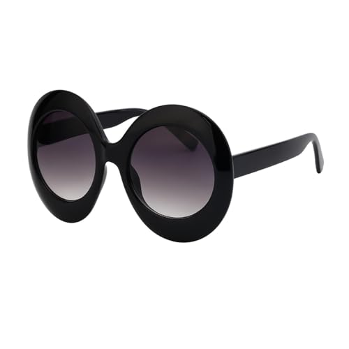 TOIPASTN Übergroße runde Sonnenbrille, luxuriöse Vintage-Sonnenbrille für Damen (C3 Schwarz Doppelgrau) von TOIPASTN