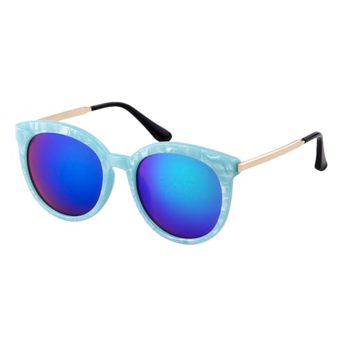 TOIPASTN Übergroße runde verspiegelte Sonnenbrille für Damen, reflektierende modische Vintage-Sonnenbrille (C2) von TOIPASTN