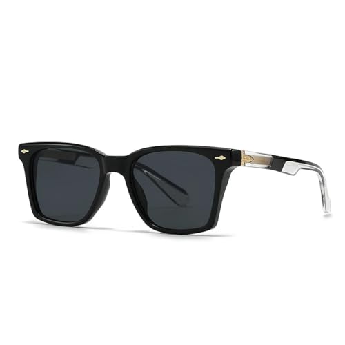 TOIPASTN Vintage Damen Luxus Sonnenbrille Mode Nieten Shades UV400 Herren Punk (Schwarz Gold Grau) von TOIPASTN