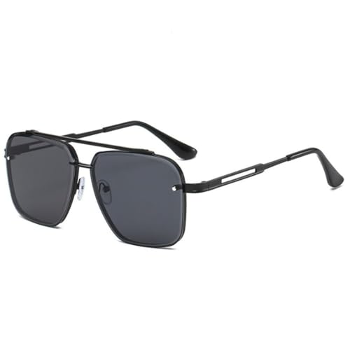 TOIPASTN Vintage Metallrahmen Gradient Sonnenbrille Uv400 Damen Herren (Schwarz-Schwarz Grau) von TOIPASTN