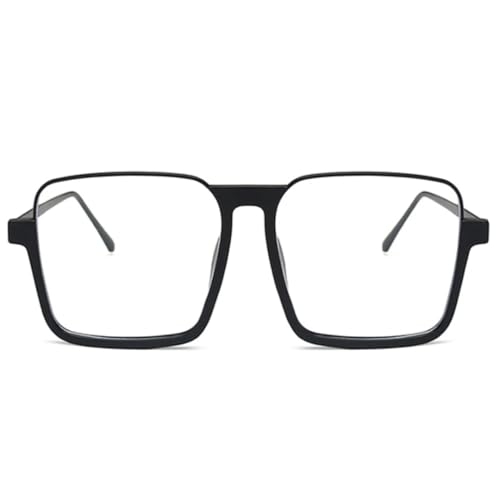 TOIPASTN Vintage Oversized Metallrahmen Damen Sonnenbrille Herren UV400 (Schwarz Klar) von TOIPASTN