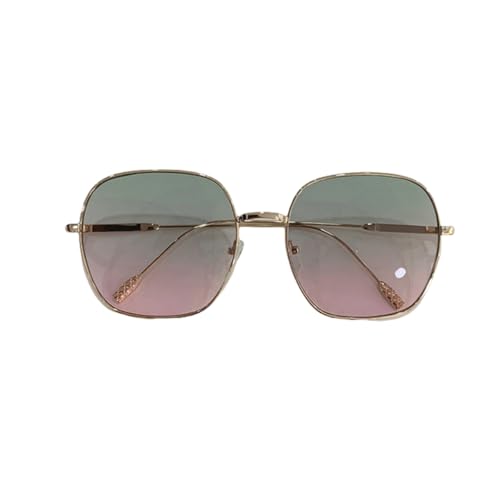 TOIPASTN Vintage Sonnenbrille Damenmode Steampunk Metall UV400 (Gold-Grün-Pink) von TOIPASTN