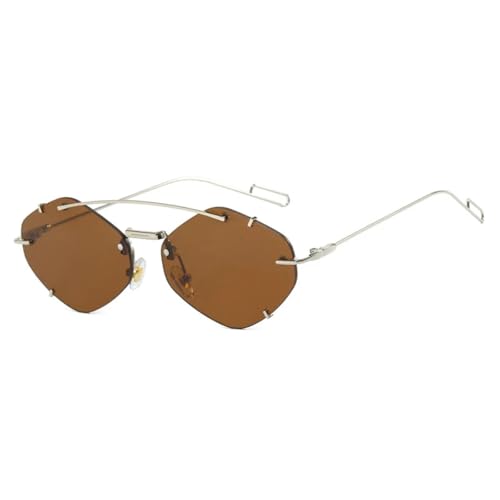TOIPASTN Vintage Sonnenbrille Randlose Sonnenbrille Fashion Uv400 (Braun) von TOIPASTN