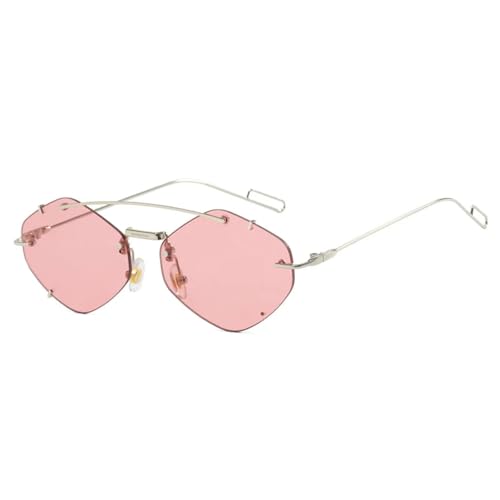 TOIPASTN Vintage Sonnenbrille Randlose Sonnenbrille Fashion Uv400 (Pink) von TOIPASTN
