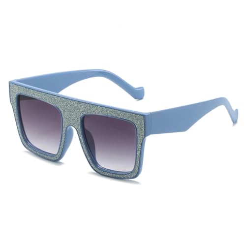 TOIPASTN Vintage Sonnenbrille mit großem Rahmen für Damen und Herren, Modetrend, Luxus, UV400 (blau, Farbverlauf, Grau) von TOIPASTN