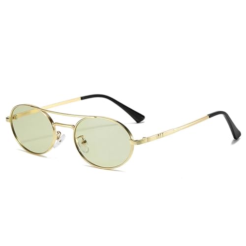 TOIPASTN Vintage kleine ovale Metall-Sonnenbrille für Damen, modisch, UV400, Punk-Stil, Goldfarben, Grün, Einheitsgröße TOIPASTN Vintage kleine ovale Metall-Sonnenbrille für Damen, modisch, UV400, Punk-Stil, Goldfarben, Grün, Einheitsgröße von TOIPASTN