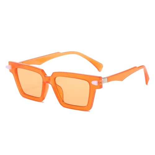TOIPASTN Zweifarbige Damen-Sonnenbrille, Retro-Nieten, Herren, Farbverlauf, Katzenauge (Orange Orange) von TOIPASTN