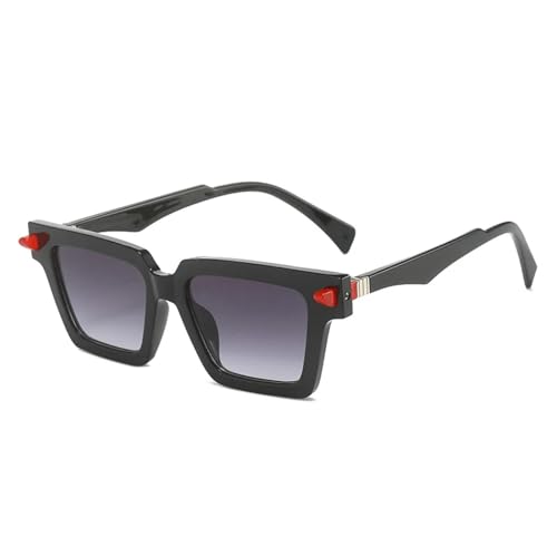 TOIPASTN Zweifarbige Damen-Sonnenbrille, Retro-Nieten, Herren, Farbverlauf, Katzenauge (Schwarz-Grau-Farbverlauf) von TOIPASTN