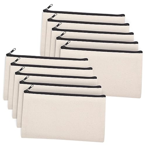 TOKIDNY 10stücke Leere Canvas Federmäppchen Und Make-up Taschen Für Sublimation Mit Reißverschluss Für Und Kreative Bastelprojekte von TOKIDNY