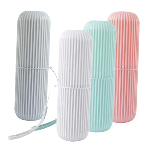 TOKIDNY 4stücke Zahnbürstenbox Organizer Für Reisen Wiederverwendbar Aus Pp-Material Tragbare Aufbewahrungsbox Für Zahnbürsten Und Zahnpasta Geeignet Für Familienreisen Und von TOKIDNY