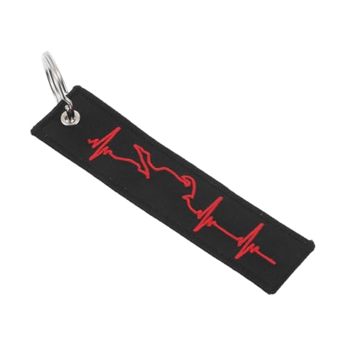 TOKIDNY Roter Elektrodiagramm Schlüsselanhänger mit Besticktem Rennwagenmotiv Langlebiger Polyester Stilvolles Motorrad Zubehör für Männer Praktischer Schlüsselring für Motorradfahrer von TOKIDNY