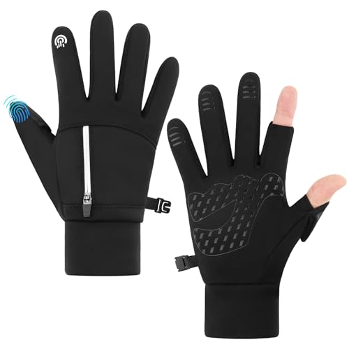 TOKIISHE Thermohandschuhe Winter Herren, Wasserdichte Fahrradhandschuhe Anti-Rutsch Touchscreen Warme Handschuhe für Laufen Wandern Radfahren von TOKIISHE