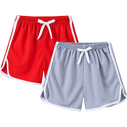 2er Pack Jungen Badehose Cartoon Badeshorts 3D Druck Schnelltrocknend Badehose Kinder Jungen Mädchen Schwimmshorts Sommer Strand Boardshorts mit Verstellbarem Tunnelzug Rot Grau 140 von TOKYMOON