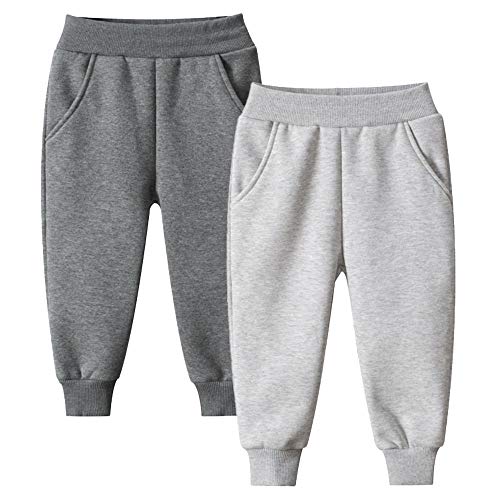 2er Pack Kinder Junge Sweathose Kids Karikatur Drucken Sporthose Jogger Pants Hose Babyhose Warm Jogginghose Jungen Mädchen Jogginghose Baumwolle Kinder Sweathose Dunkelgrau + Hellgrau 128-134 von TOKYMOON