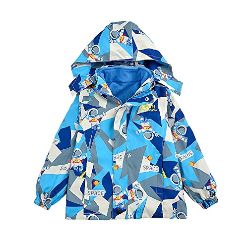 3-in-1Kinderjacke wasserdichte Regenjacke Winterjacke mit versiegelten Nähten und Abnehmbarer Kapuze Stretch Bündchen Jungen Gefütterte Outdoorjacke Wanderjacke Kinder Jacke Blau 160 von TOKYMOON