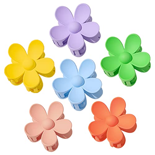 6 Stück Acryl Blumen Haarspangen Haarklammern Niedlich Große Haarklammern Matte Haarspangen für Frauen Mädchen Haarspangen Rutschfest Haarkralle Blütenblatt Haarschmuck Violett von TOKYMOON