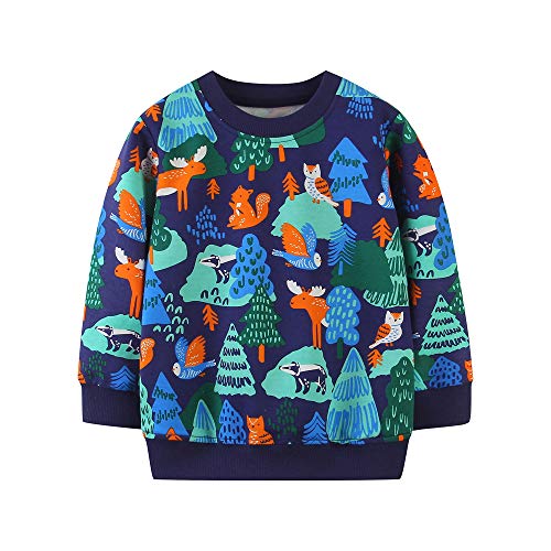 TOKYMOON Jungen Sweatshirt Pullover Baumwolle T-Shirt Kinder Langarmshirts Dinosaurier Kinder Sweatshirt Weihnachtspullover Warme Top Sweat Streetwear Oberbekleidung Tier 140 von TOKYMOON