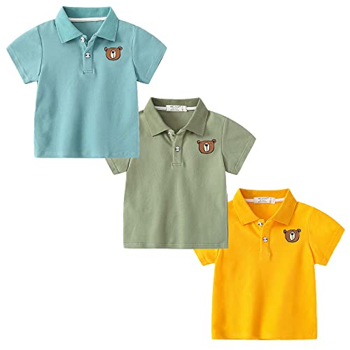 Kinder Poloshirt Baumwolle für Mädchen und Jungen Kurzarm Gestreiftes Poloshirt Kinder T-Shirt Poloshirt Kinder blau Polo Jungen Polo Shirt Kinder Jungs Jungen Polo Hemd Tragen 110 von TOKYMOON