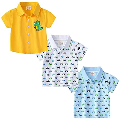 Kinder Poloshirt Baumwolle für Mädchen und Jungen Kurzarm Gestreiftes Poloshirt Kinder T-Shirt Poloshirt Kinder blau Polo Jungen Polo Shirt Kinder Jungs Jungen Polo Hemd Wagen 110 von TOKYMOON