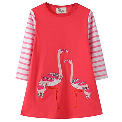 Mädchen Baumwolle Langarm Shirt Tiere T-Shirt Freizeit Kleid Langarmshirt mädchen Casual Pullover Langarm Top t-Shirt Kinder mädchen Kleider Blumen Rose Red von TOKYMOON