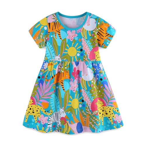 Mädchen Kleid Sommer Kleid T-Shirt Kleid Baumwollkleid Cartoon Druck Blumenmuster Prinzessin Kleid Rundhals Pullover Kurzarm Kinder Kleider Freizeit Mädchen Kleid Hellblau A 7Y Mädchen Kleid Sommer Kleid T-Shirt Kleid Baumwollkleid Cartoon Druck Blumenmuster Prinzessin Kleid Rundhals Pullover Kurzarm Kinder Kleider Freizeit Mädchen Kleid Hellblau A 7Y von TOKYMOON