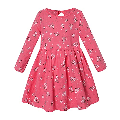 Mädchen Kleider Langarm Baumwolle Cute Blumen Kleider Casual Gedruckt T Shirt Kleid Langarmshirt Baby Mädchen Kleider Herbst Langarmshirt Kinder Casual Kleid Rosen 3-4 Jahre von TOKYMOON