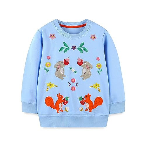 Pullover Mädchen Sweatshirt für Kinder Langarmshirts Baumwolle Top Süß Cartoon T-Shirt Casual Jumper Kleinkind Langarm Warm Pullover Streetwear Sweat Tops Eichhörnchen 3Y von TOKYMOON