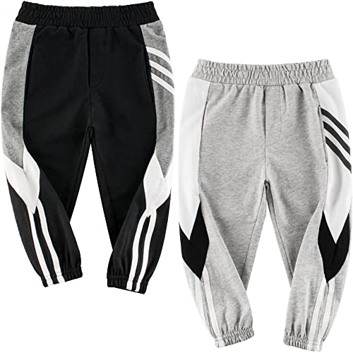 TOKYMOON 2er Pack Kinder Jogginghose Jungen Baumwolle Sweathose Dinosaurier Karikatur Gedruckt Hosen Kinder Sporthose Jogger Hose Jogger Pants 1-7 Jahre (Weiß+Grau, 140) von TOKYMOON