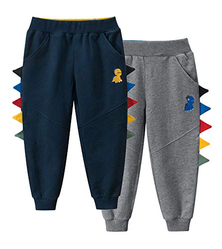 TOKYMOON 2er Pack Kinder Jogginghose Jungen Baumwolle Sweathose Dinosaurier Karikatur Gedruckt Hosen Kinder Sporthose Jogger Hose Jogger Pants 1-7 Jahre Dinosaurier 3 140 von TOKYMOON