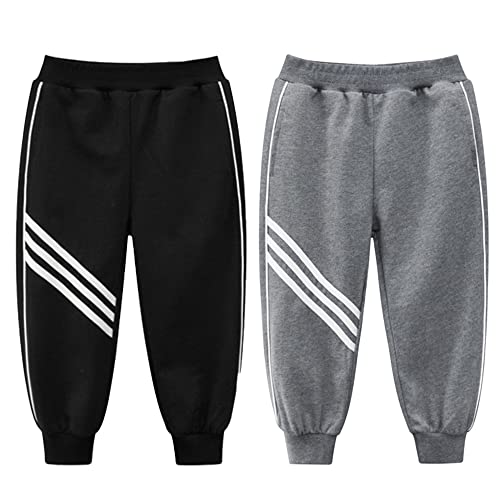 TOKYMOON 2er Pack Kinder Jogginghose Jungen Baumwolle Sweathose Dinosaurier Karikatur Gedruckt Hosen Kinder Sporthose Jogger Hose Jogger Pants 1-7 Jahre Panzer 130 von TOKYMOON