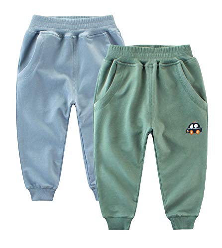 TOKYMOON 2er Pack Kinder Jogginghose Jungen Baumwolle Sweathose Dinosaurier Karikatur Gedruckt Hosen Kinder Sporthose Jogger Hose Jogger Pants 1-7 Jahre Wagen 1 130 von TOKYMOON