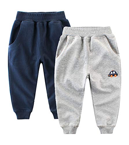 TOKYMOON 2er Pack Kinder Jogginghose Jungen Baumwolle Sweathose Dinosaurier Karikatur Gedruckt Hosen Kinder Sporthose Jogger Hose Jogger Pants 1-7 Jahre Wagen 120 von TOKYMOON